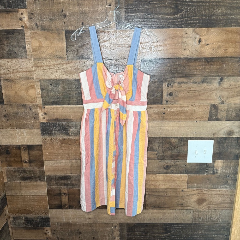 Madewell Blue and Orange Sleeveless Midi Sundress